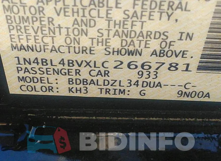 1N4BL4BVXLC266781 Photo# 9