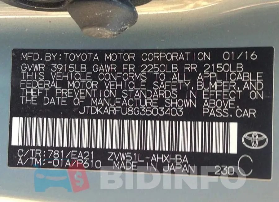 JTDKARFU8G3503403 Photo# 9