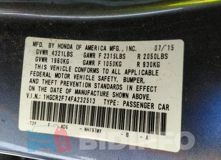 1HGCR2F74FA232513 Photo# 9