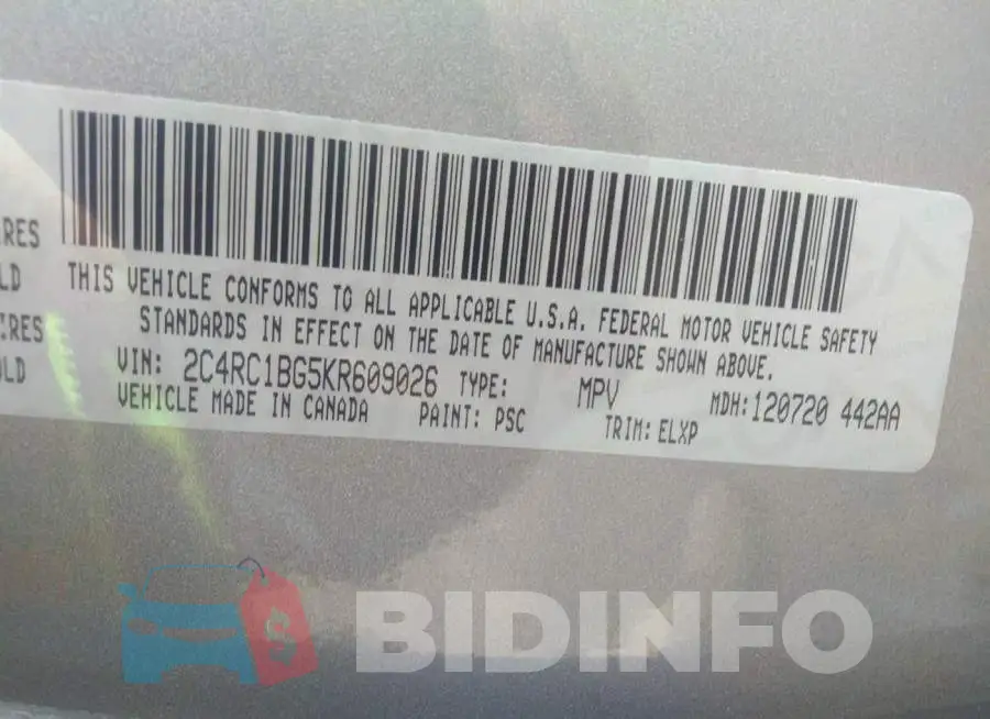 2C4RC1BG5KR609026 Photo# 9
