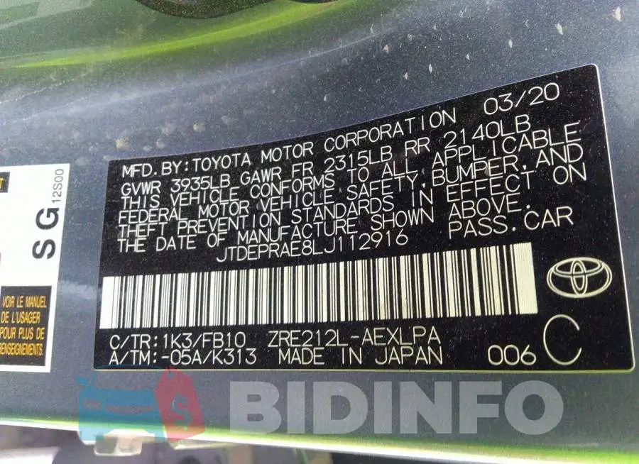 JTDEPRAE8LJ112916 Photo# 9