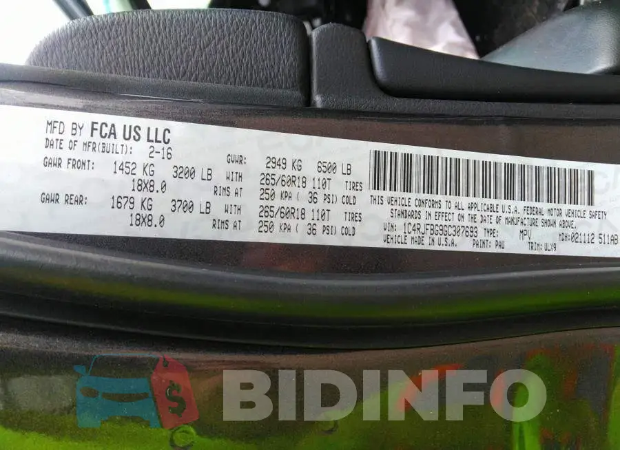 1C4RJFBG9GC307693 Photo# 9