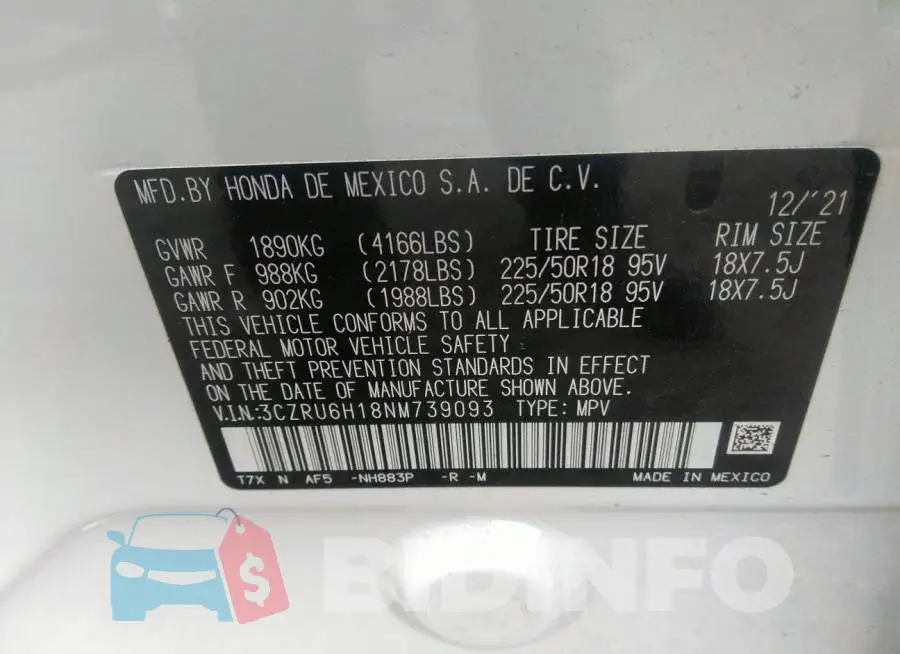 3CZRU6H18NM739093 Photo# 9
