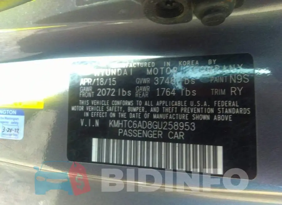 KMHTC6AD8GU258953 Photo# 9