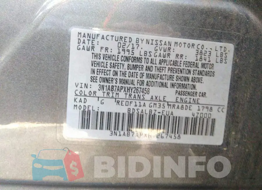 3N1AB7APXHY267458 Photo# 9