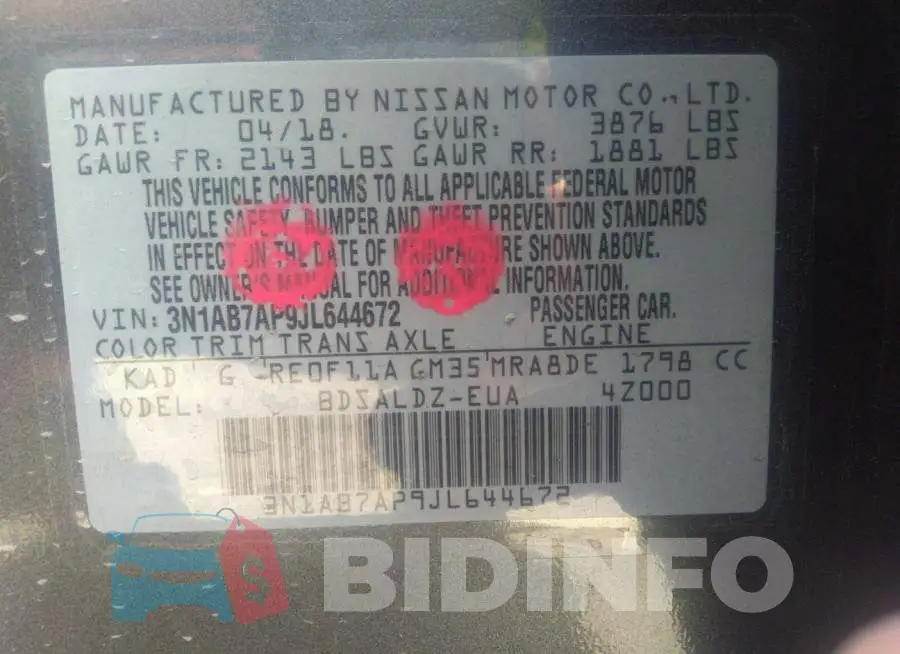 3N1AB7AP9JL644672 Photo# 9