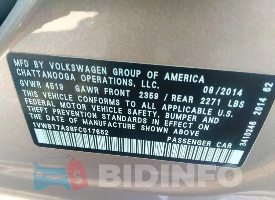 1VWBT7A38FC017652 Photo# 9
