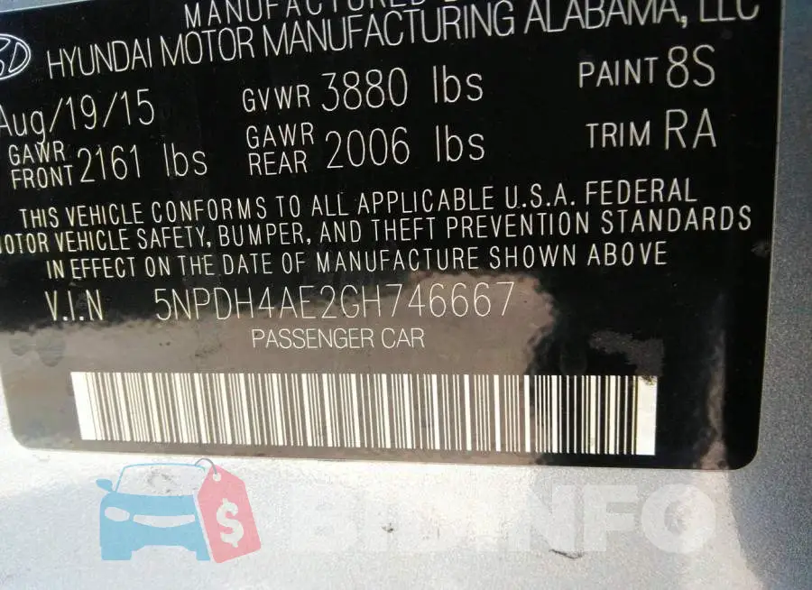 5NPDH4AE2GH746667 Photo# 9