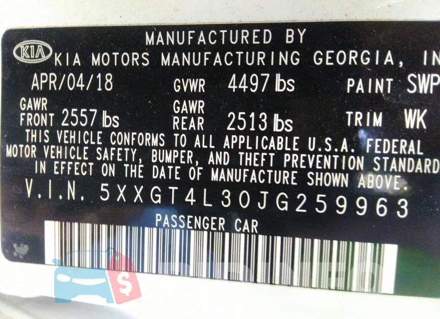 5XXGT4L30JG259963 Photo# 9