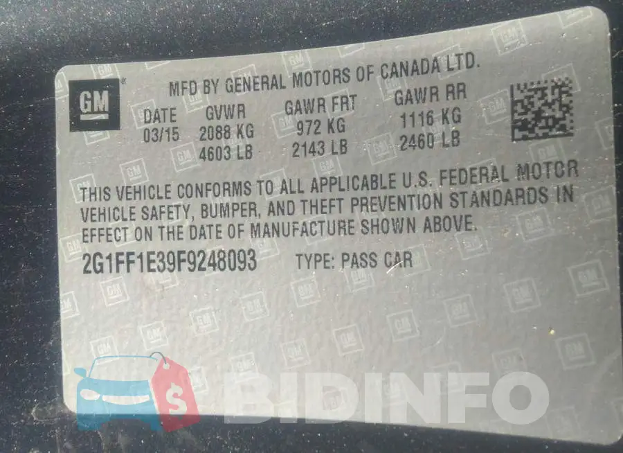 2G1FF1E39F9248093 Photo# 9