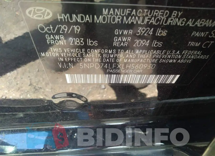 5NPD74LFXLH560930 Photo# 9