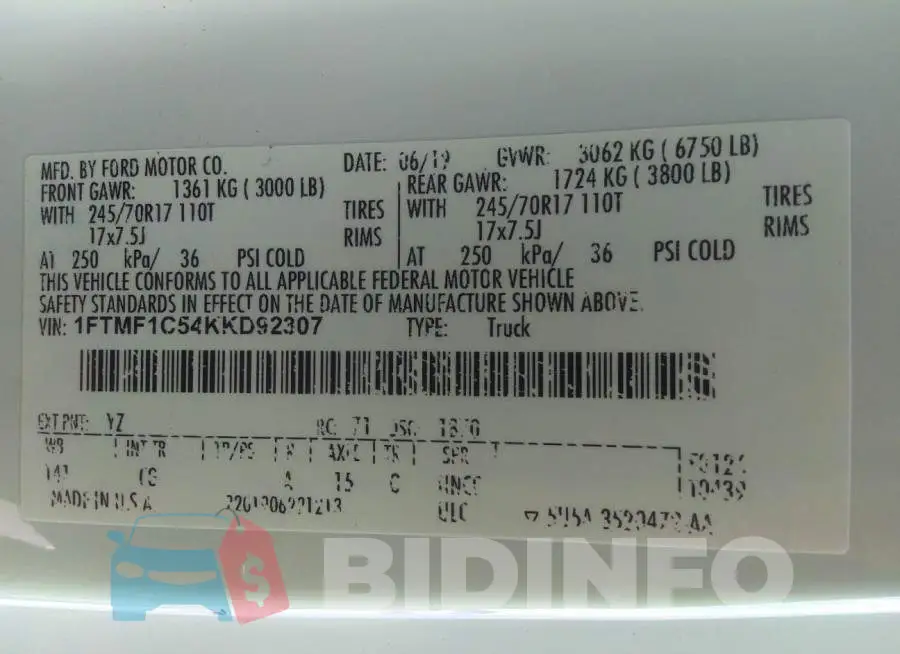 1FTMF1C54KKD92307 Photo# 9
