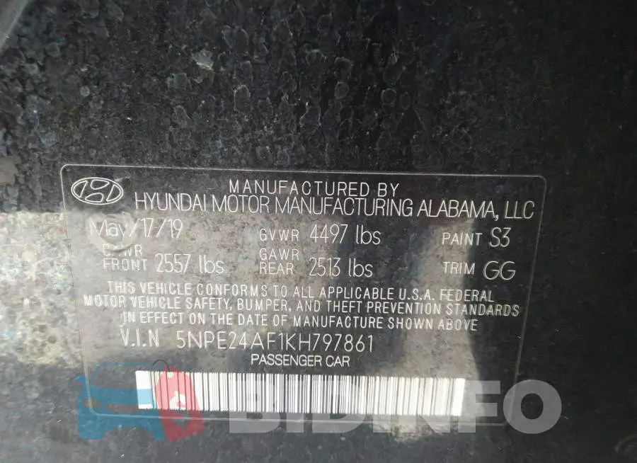 5NPE24AF1KH797861 Photo# 9