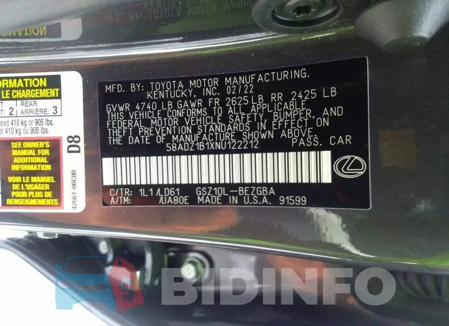 58ADZ1B1XNU122212 Photo# 9