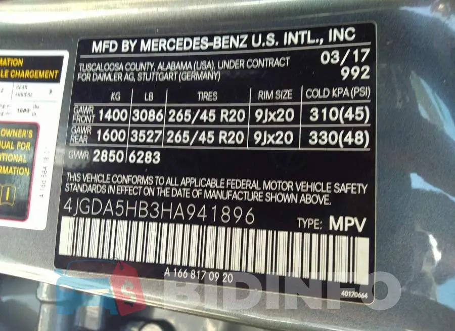 4JGDA5HB3HA941896 Photo# 9