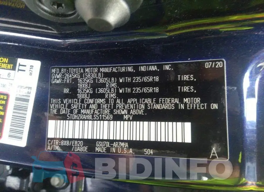 5TDHZRAH8LS511569 Photo# 9
