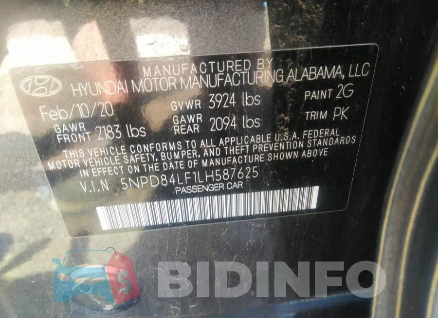 5NPD84LF1LH587625 Photo# 9
