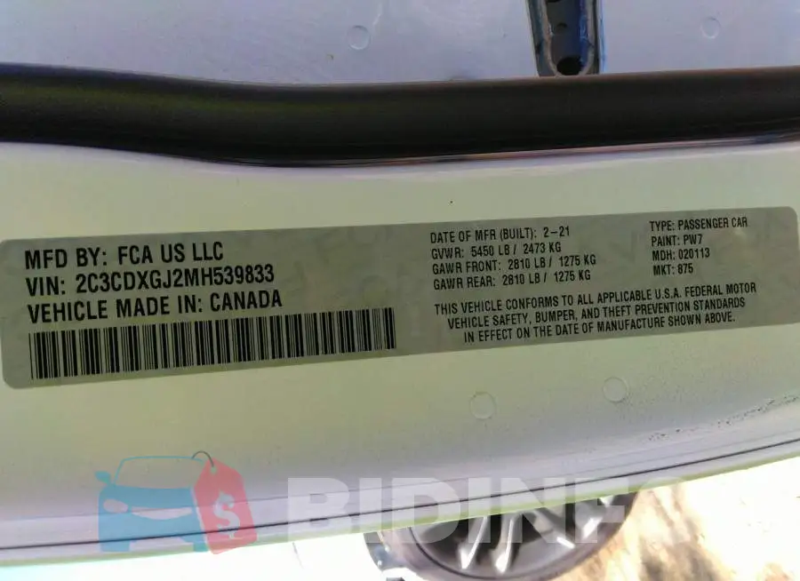2C3CDXGJ2MH539833 Photo# 9