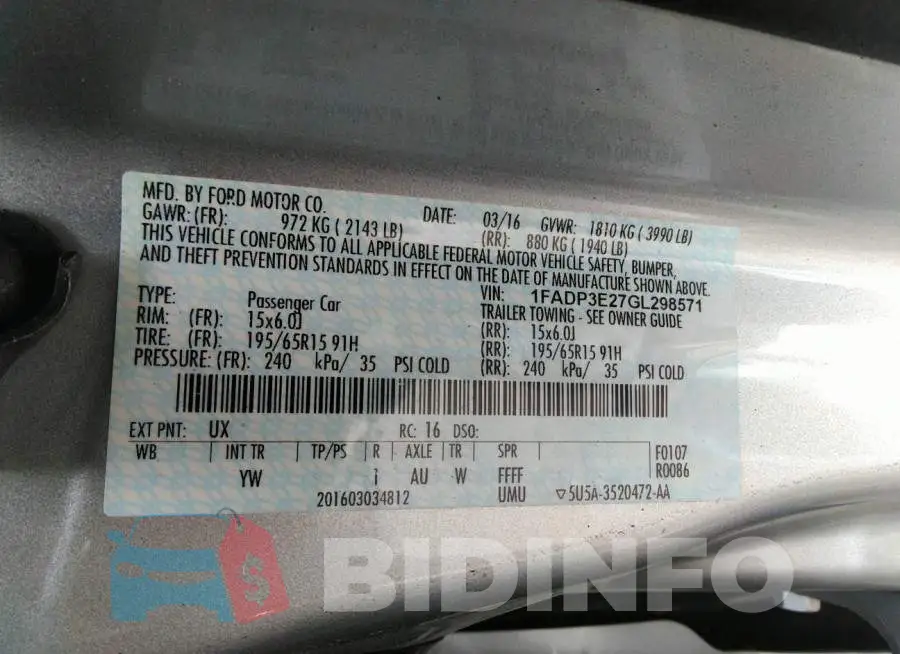 1FADP3E27GL298571 Photo# 9
