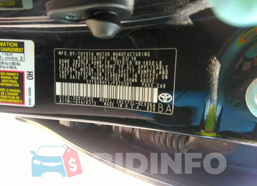 5YFBURHE4JP820381 Photo# 9
