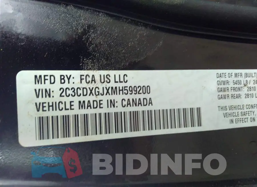 2C3CDXGJXMH599200 Photo# 9
