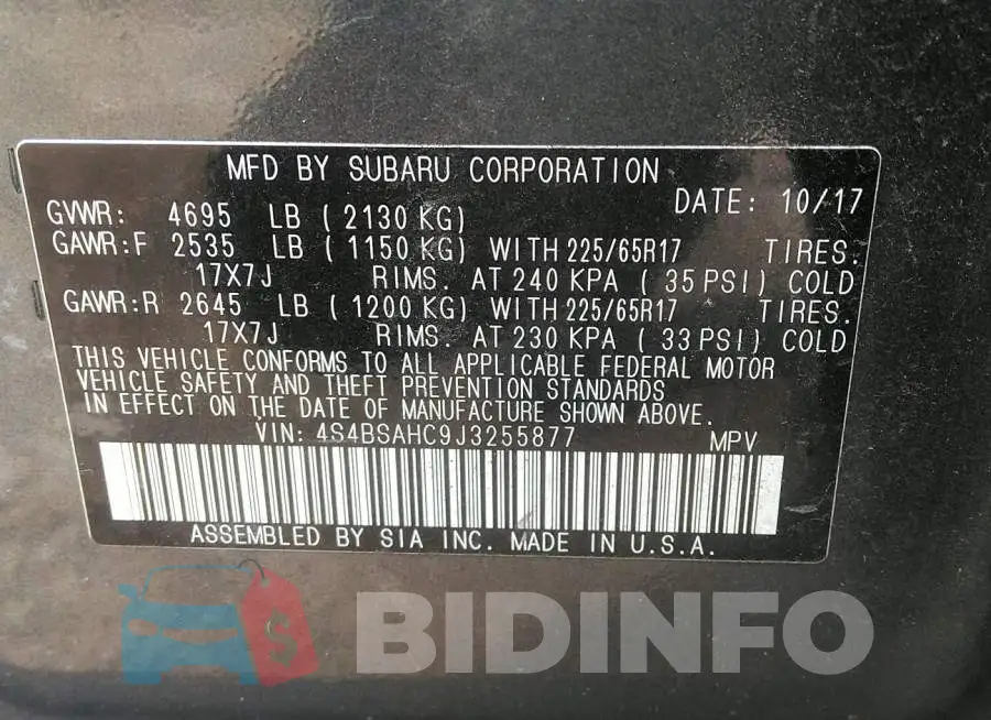 4S4BSAHC9J3255877 Photo# 9