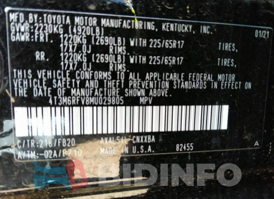 4T3M6RFV8MU029805 Photo# 9