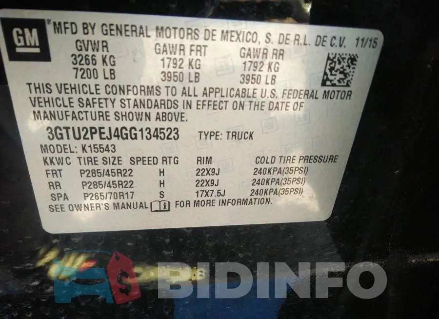 3GTU2PEJ4GG134523 Photo# 9