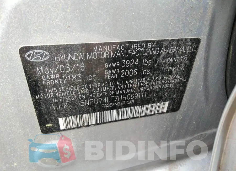 5NPD74LF7HH069111 Photo# 9