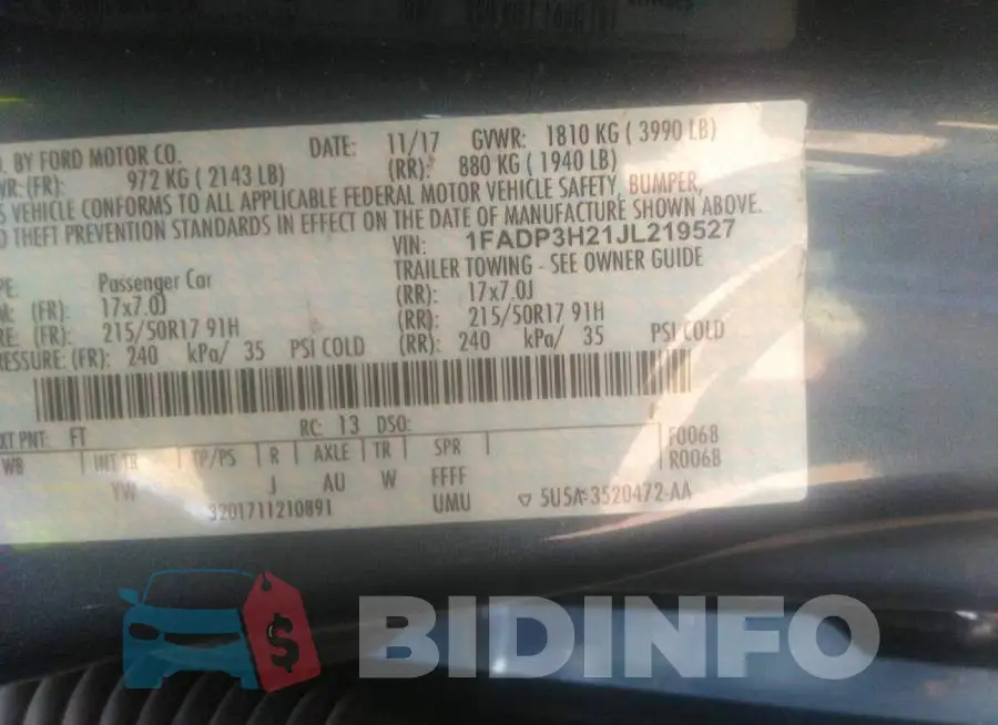1FADP3H21JL219527 Photo# 9