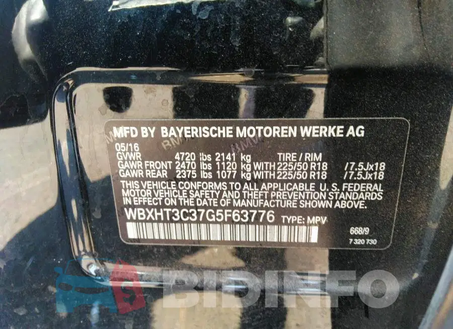 WBXHT3C37G5F63776 Photo# 9