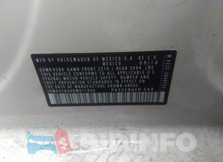 3VW447AU4HM011699 Photo# 9