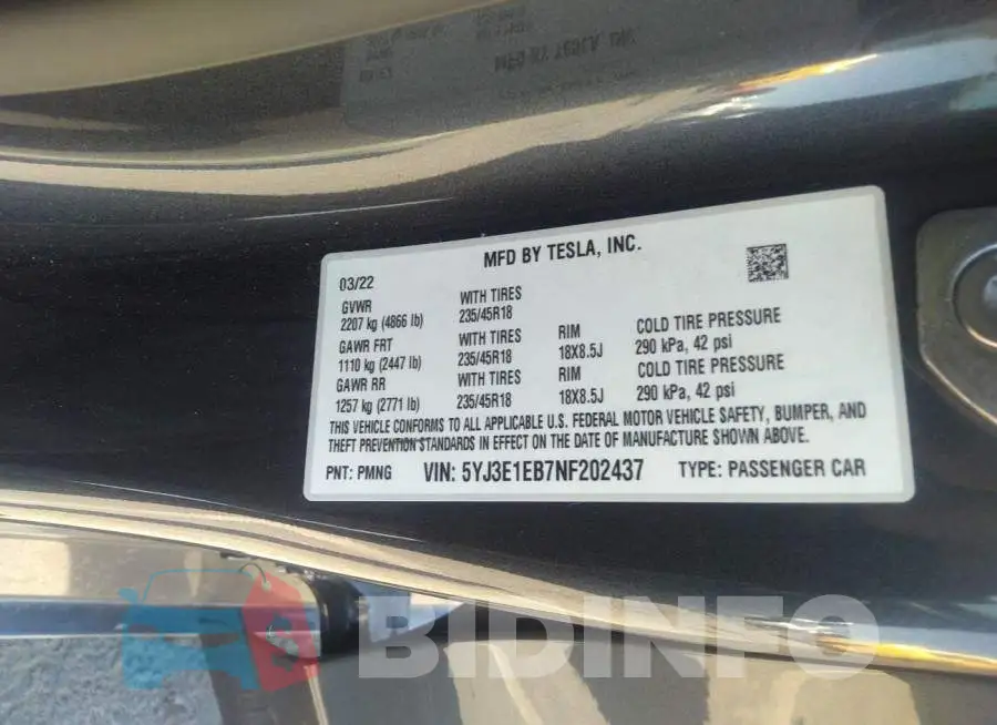 5YJ3E1EB7NF202437 Photo# 9