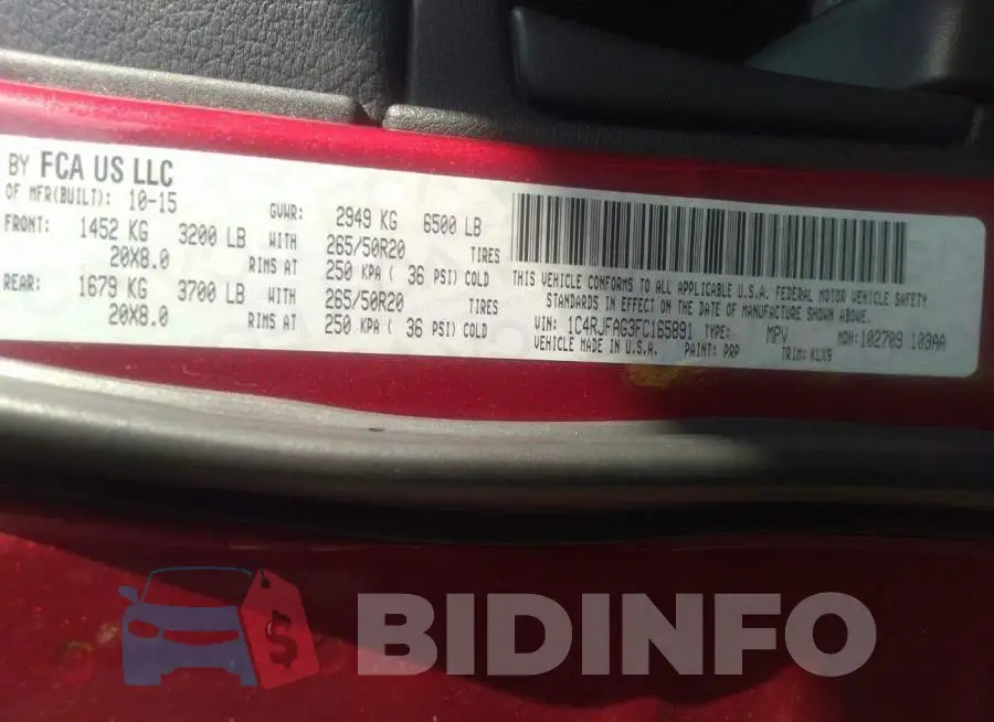 1C4RJFAG3FC165891 Photo# 9