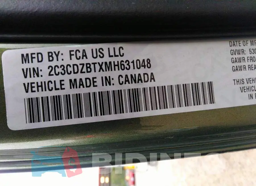 2C3CDZBTXMH631048 Photo# 9