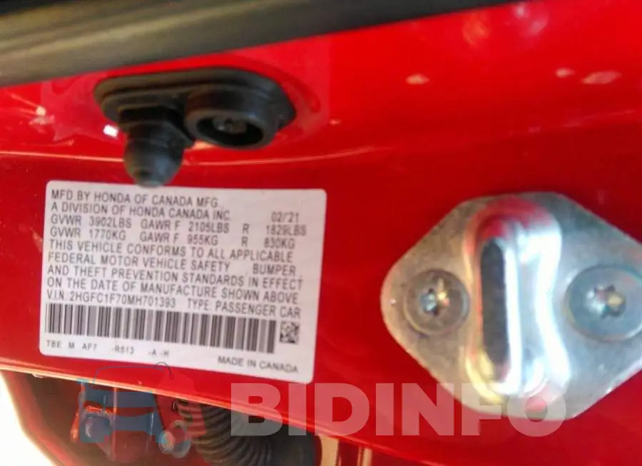 2HGFC1F70MH701393 Photo# 9