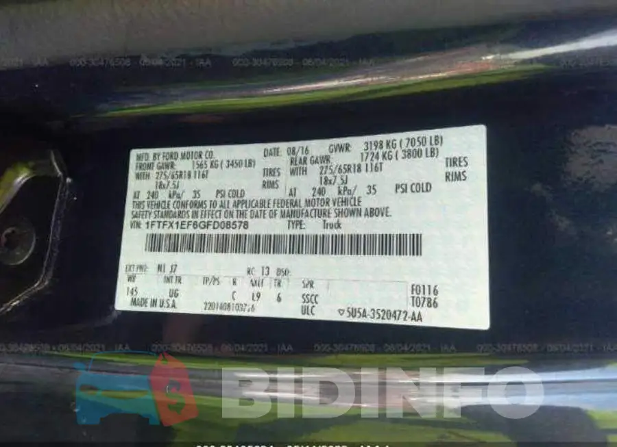 1FTFX1EF6GFD08578 Photo# 9