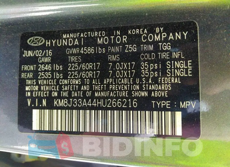 KM8J33A44HU266216 Photo# 9