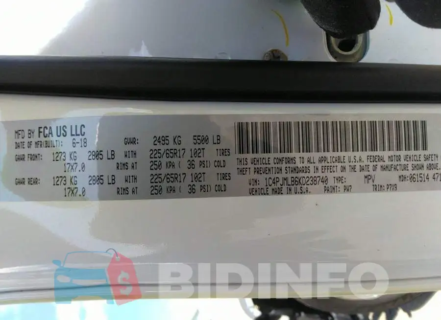 1C4PJMLB6KD238740 Photo# 9
