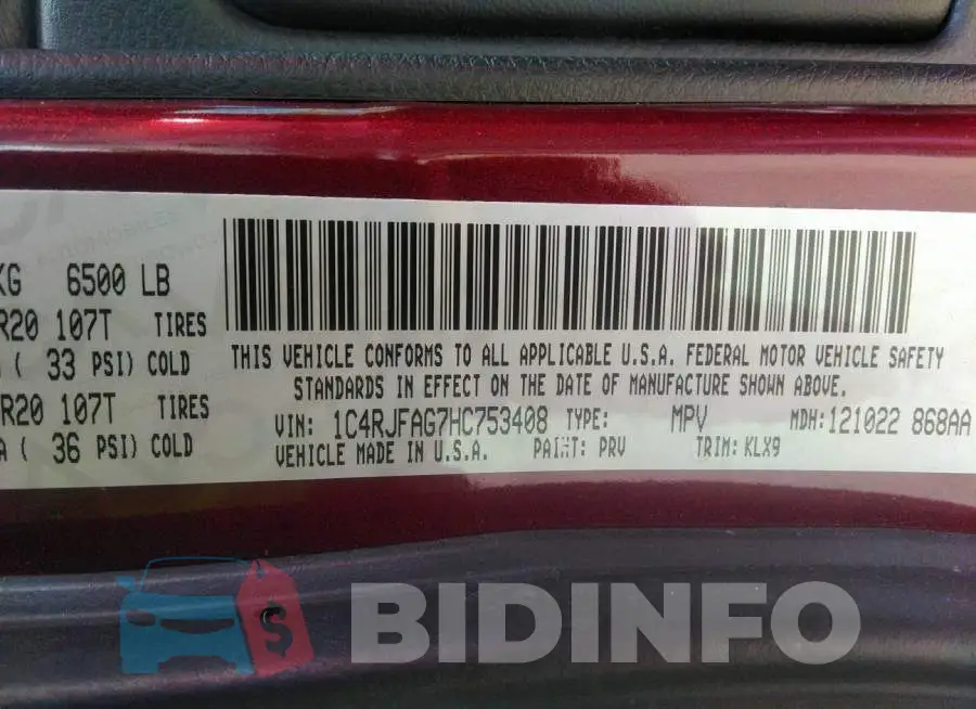 1C4RJFAG7HC753408 Photo# 9