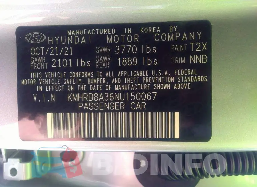 KMHRB8A36NU150067 Photo# 9