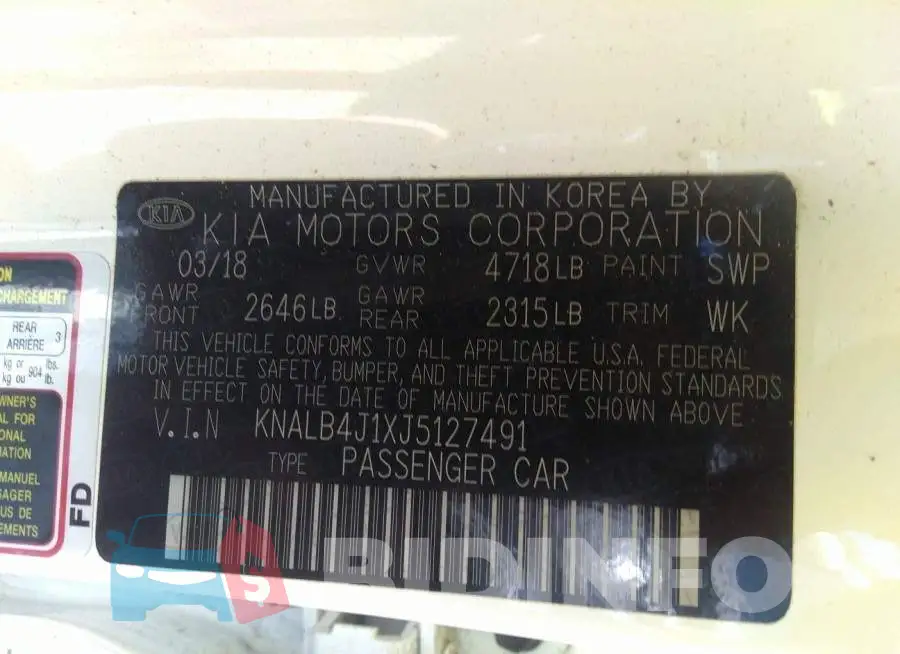 KNALB4J1XJ5127491 Photo# 9