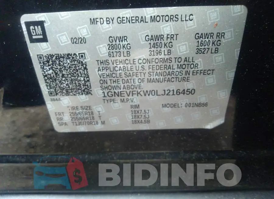 1GNEVFKW0LJ216450 Photo# 9