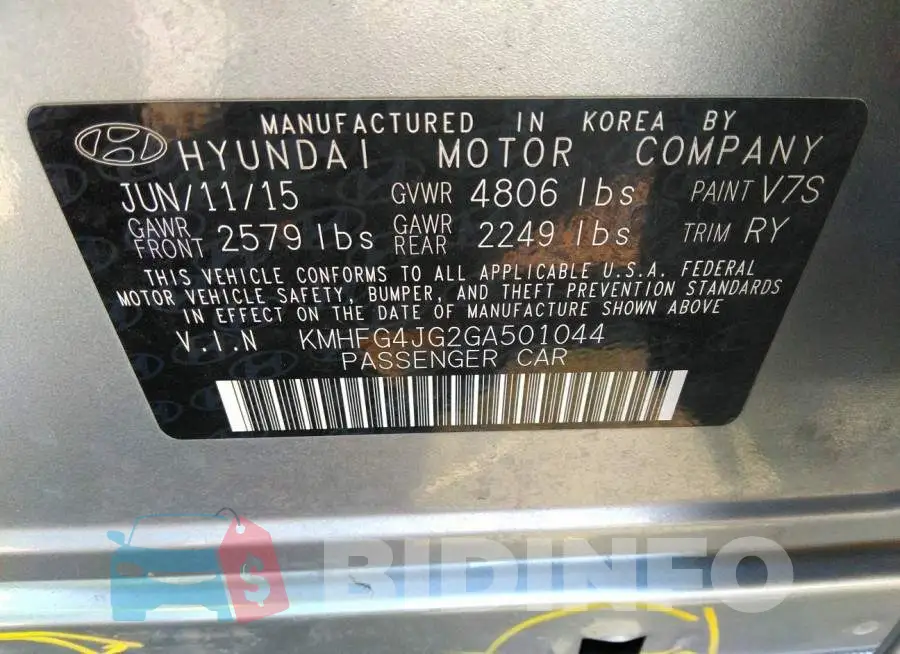 KMHFG4JG2GA501044 Photo# 9