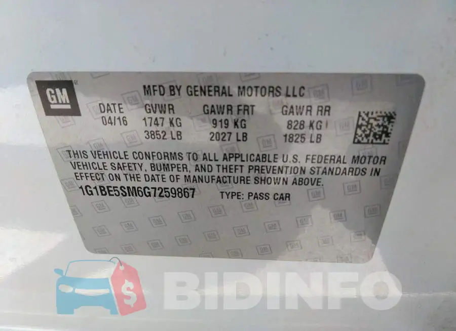 1G1BE5SM6G7259867 Photo# 9