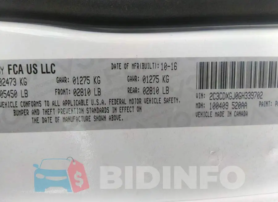 2C3CDXGJ0GH339702 Photo# 9