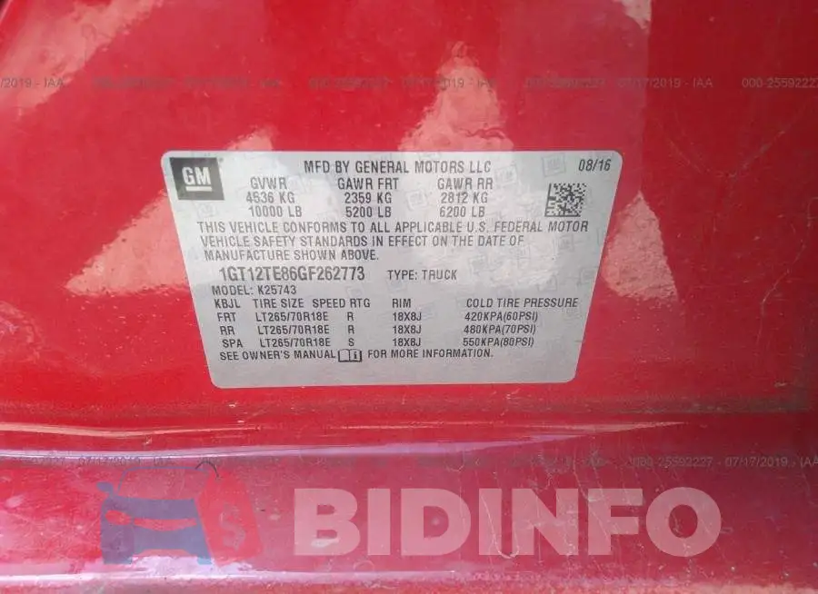 1GT12TE86GF262773 Photo# 9