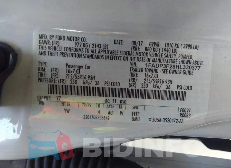 1FADP3F28HL330377 Photo# 9