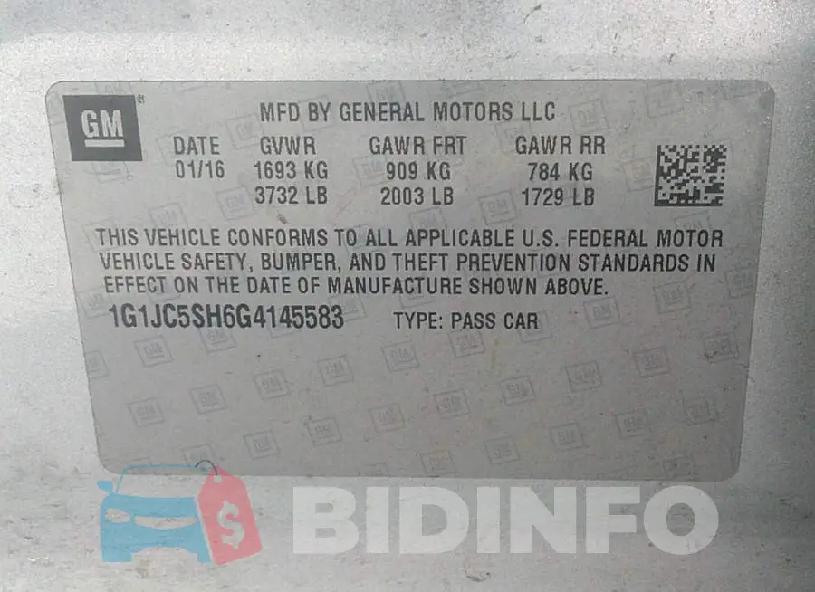 1G1JC5SH6G4145583 Photo# 9