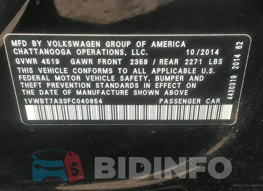 1VWBT7A33FC040854 Photo# 9